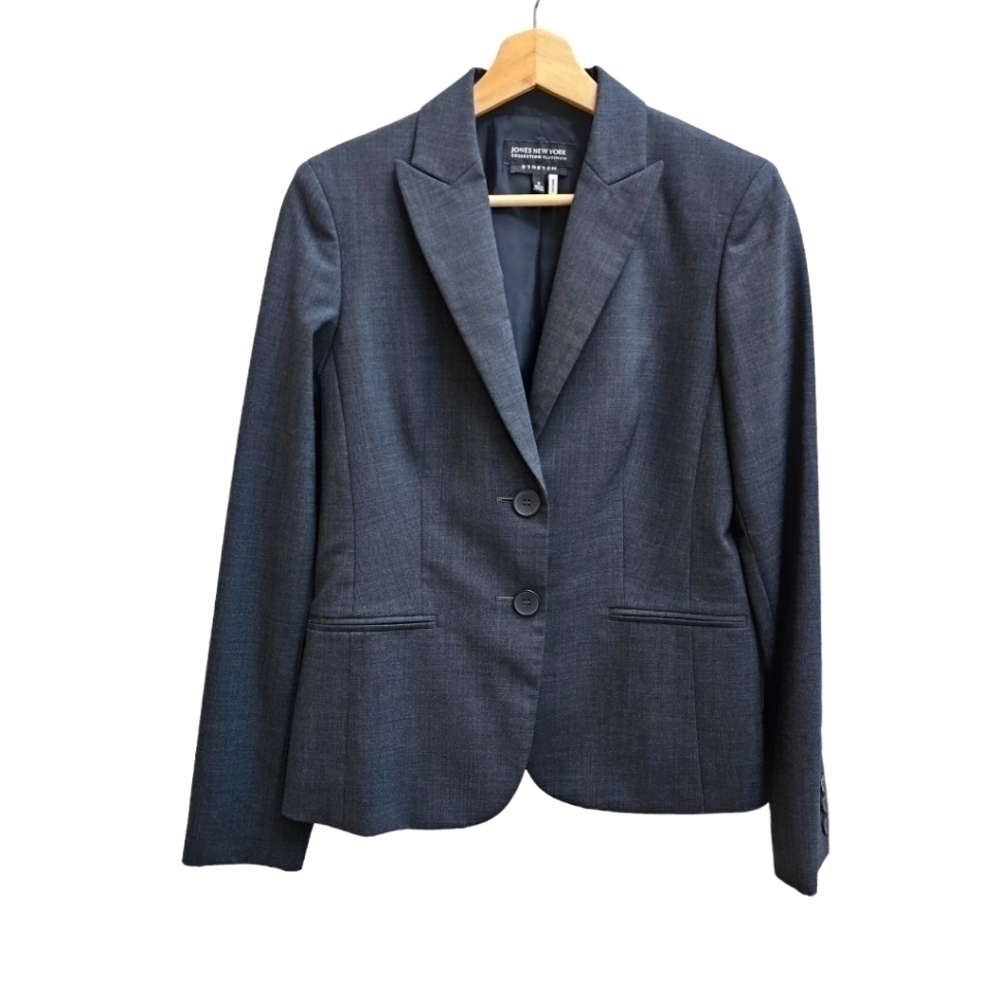 Jones New York Dark Grey Single Breasted Blazer ~ Size Small